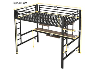 Lit mezzanine 140x200 cm <strong></strong>  <strong></strong> coloris noir