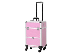 Trousse de maquillage professionnelle avec tiroir, valise à roulettes pour les voyages et le travail, 34 x 25 x 62 cm, rose