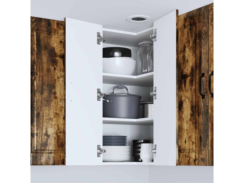 Meuble mural de cuisine, armoire d'angle cuisine porto chêne fumé 57x57x80cm - Conforama D