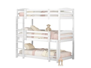 Lit superposé 90x200 cm <strong>MERAX</strong>  <strong>lit enfant blanc</strong> coloris blanc