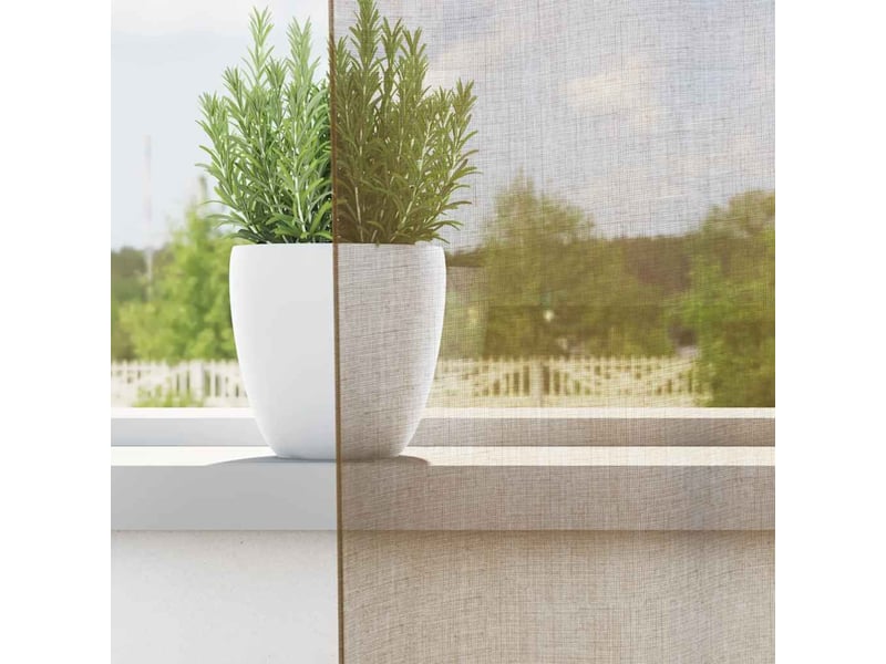  Lot de 2 rideaux en voile, voilages avec œillets marron clair cf44383  - Conforama C