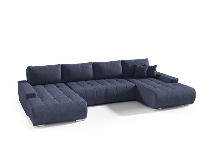  Canapé d'angle convertible velutti u velours aston bleu foncé, forme u avec coffre  - Conforama A
