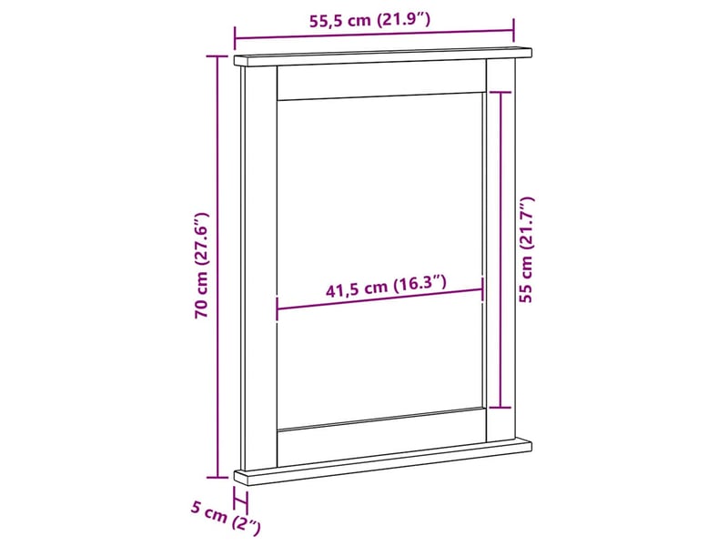 Miroir, miroir décoratif vigo blanc antique 55,5 x 5 x 70 cm bois de pin massif cf62933 - Conforama E