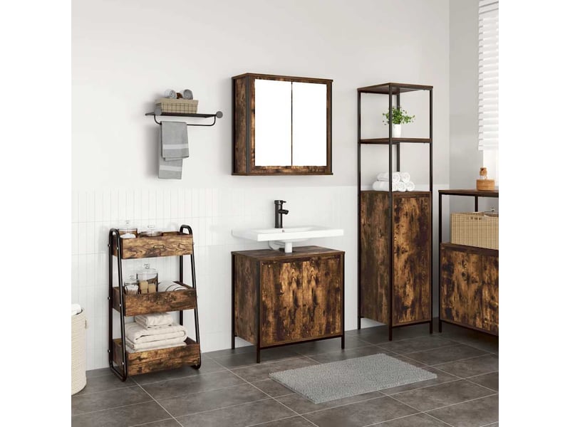  Ensemble de meubles de salle de bain 2 pcs en bois d'ingénierie chêne fumé  - Conforama B