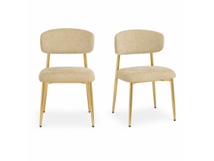 Lot de 2 chaises salle à manger 51x50x81 cm, style moderne, assise rembourrée, patins réglables, métal marron et doré