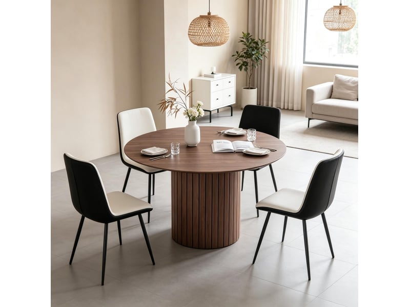  Table à manger ronde 120 cm 4 à 6 personnes evryae  - Conforama B