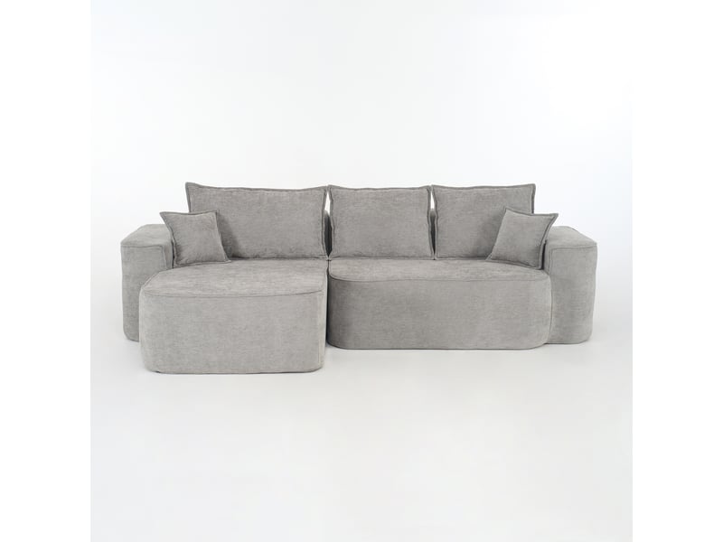  Canapé d'angle méridienne xxl gris chenille 262x144 cm profond sans montage salon moderne  - Conforama A