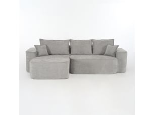 Canapé d'angle méridienne xxl gris chenille 262x144 cm profond sans montage salon moderne