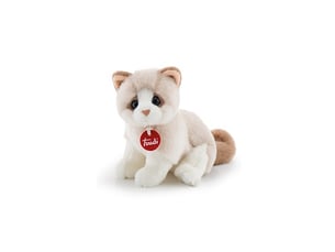 Peluche chat brad beige et blanc