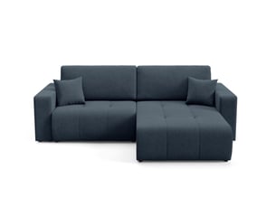 Canapé d'angle réversible convertible   4 places Tissu bleu avec coffre de rangement