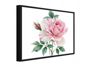 Tableau avec cadre impression sur toile fleurs rose rose - 100x70 cm - tableau avec cadre chambre et salon