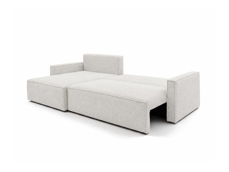 Farah - canapé d'angle max réversible et convertible 5 places accoudoirs slim en tissu bouclettes texturées - Conforama C
