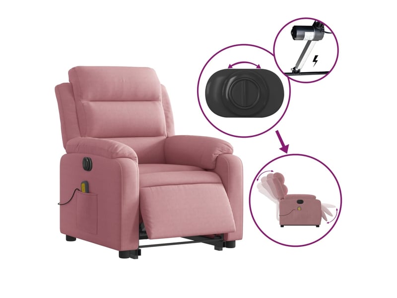 Vidaxl fauteuil inclinable de massage électrique rose velours - Conforama E