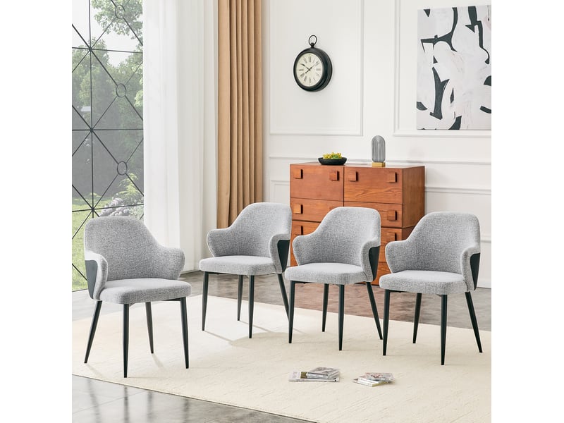  Lot de 2 chaises de salle à manger tissu gris et noir evryae  - Conforama D