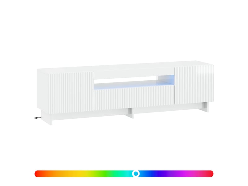  Meuble tv - banc tv - meuble de rangement led blanc brillant bois d'ingénierie  - Conforama C