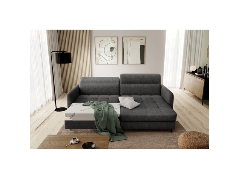 Canapé d'angle collection goumsi coloris gris foncé chiné - Conforama B