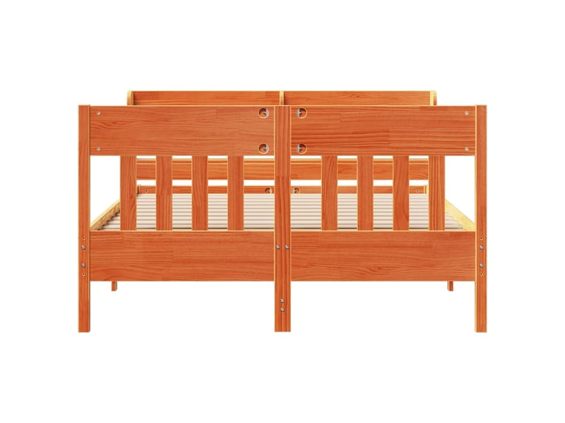  Lit double- lit adulte -  cadre de lit sans matelas  marron 160x200cm bois pin massif  - Conforama C