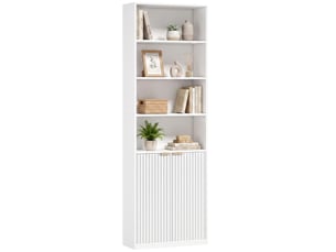 Bibliothèque 6 niveaux avec 4 niches et 2 portes mdf blanc 60 x 24 x 182 cm