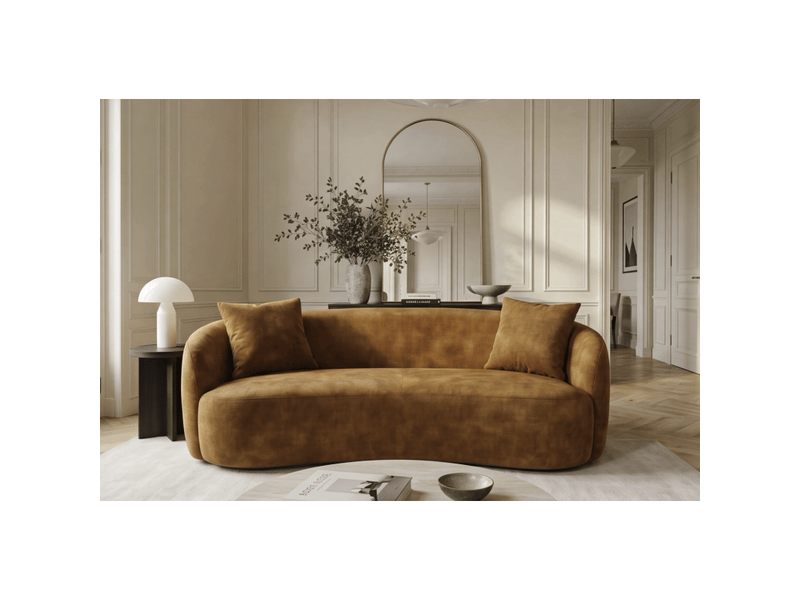  Canapé droit nyjy 2 places en velours – jaune moutarde – 178 x 67 x 70 cm  - Conforama B