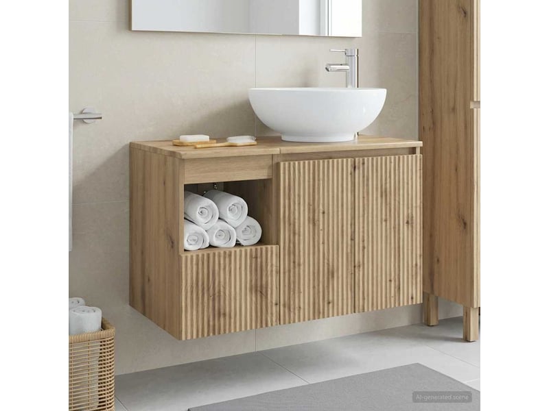 Ensemble de mobilier de salle de bain 2 pc chêne artisanal cf64068  - Conforama B