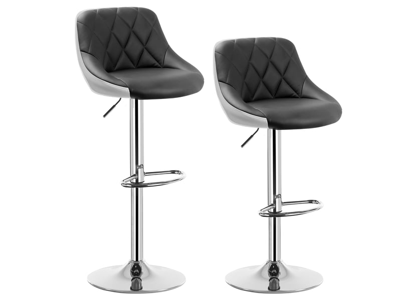 Lot de 2 tabouret de bar en similicuir-siège bien rembourré-hauteur réglable-35x38x106 cm-gris blanc  - Conforama A