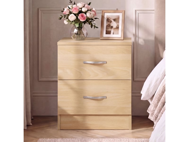  Table de chevet riano, commode de nuit, chambre, rangement, 47x40x36cm, 2 tiroirs, pin 333455 - Conforama C