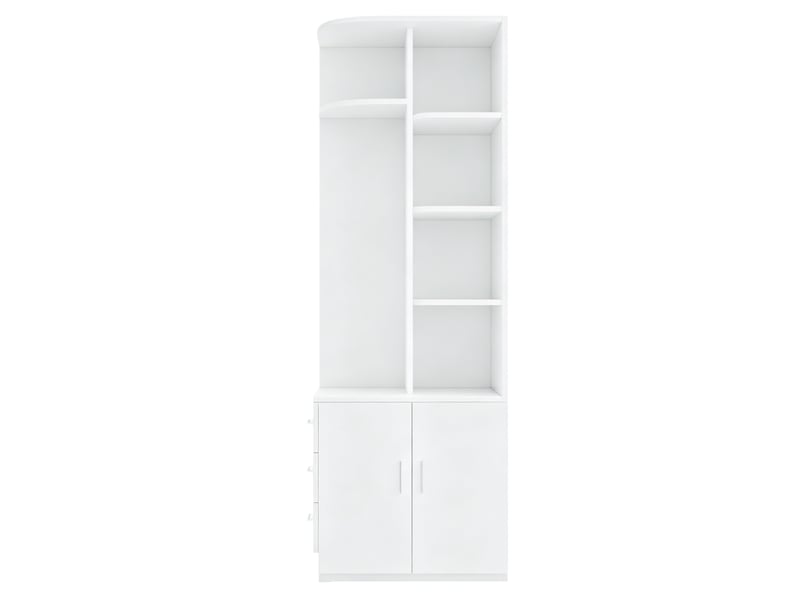  Armoire dressing 70 x 55 x 175 cm avec penderie ouverte, étagères et 3 tiroirs, blanche  - Conforama A