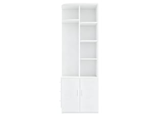 Armoire dressing 70 x 55 x 175 cm avec penderie ouverte, étagères et 3 tiroirs, blanche