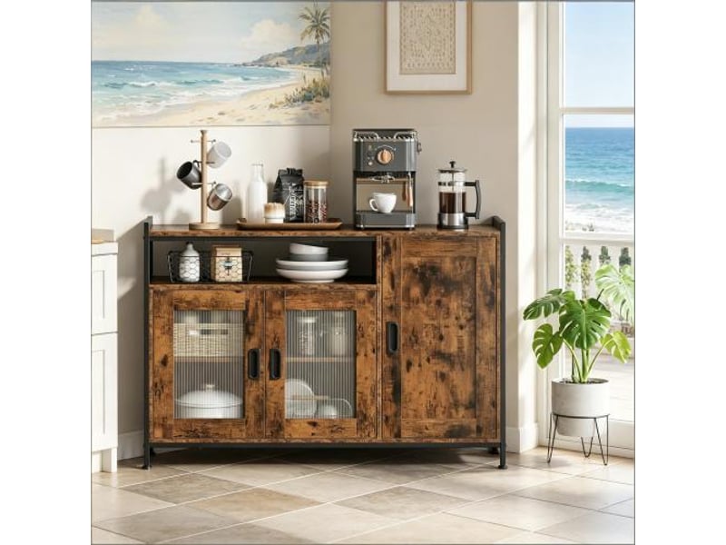 Placard de cuisine industriel - buffet avec étagère ouverte - rangement cuisine, design tendance - Conforama D