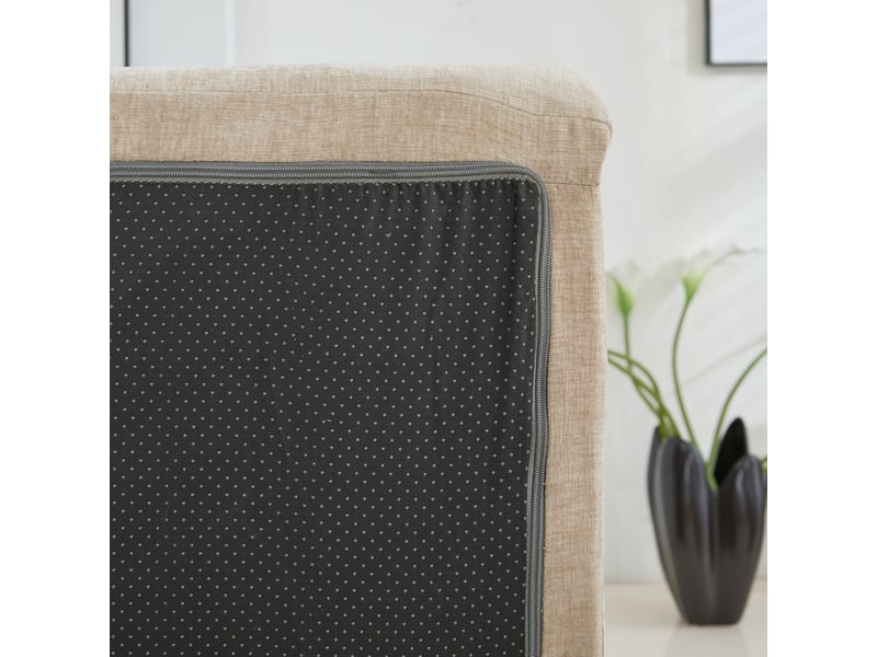 Méridienne modulable en tissu chenille beige clair avec rangement intégré et confort rembourré - Conforama W
