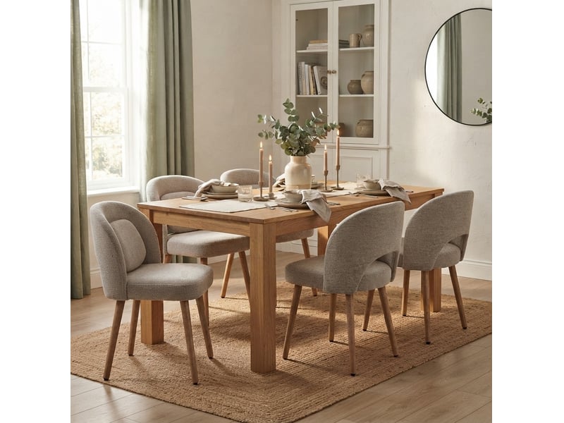  Lot de 2 chaises de salle à manger 46 x 46 x 77,5 cm beige, bois d'hévéa, dossier ergonomique  - Conforama E