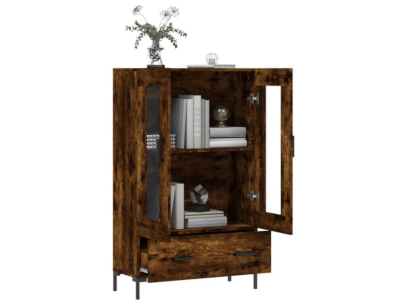 Buffet haut - bahut - meuble de rangement chêne fumé 69,5x31x115 cm bois d'ingénierie  - Conforama D