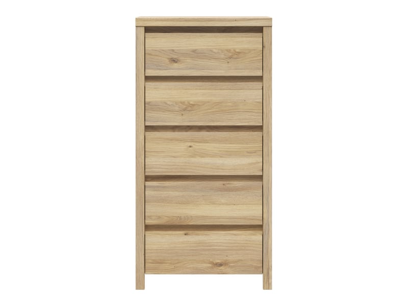  Chiffonnier 5 tiroirs meuble de rangement coloris chêne mauvella - longueur 56 x profondeur 40,5 x hauteur 112,5 cm  - Conforama D