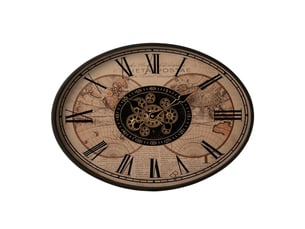 Horloge murale ovale mappemonde sofie 64cm beige