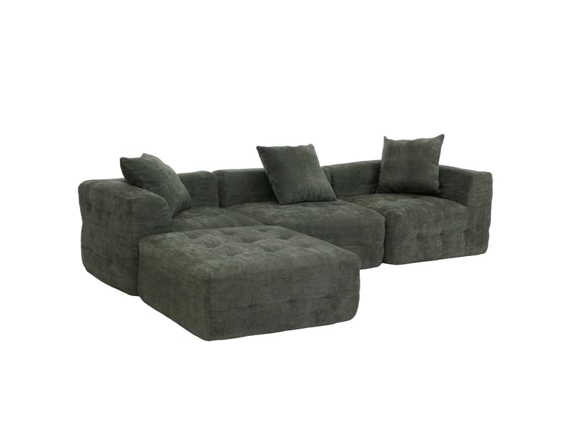  Canapé hwc-r33, canapé 3 places rembourré, canapé lounge, tissu, textile (340 gm²) 270 cm - vert  - Conforama A