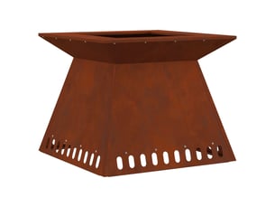 Brasero exterieur, foyer camping rouillé 60x60x50 cm acier patiné