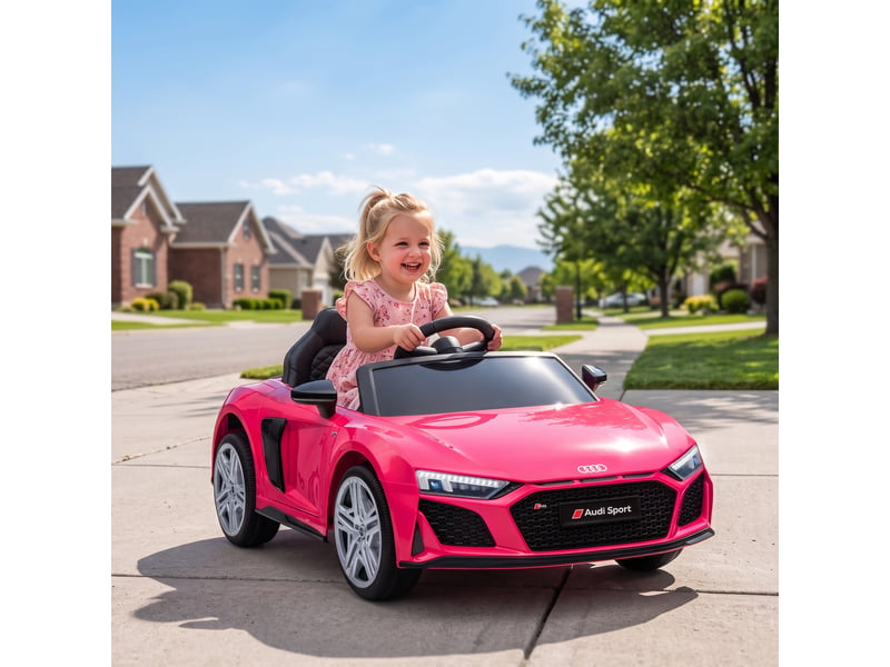 Voiture électrique pour enfants audi r8 12v avec télécommande rose - Conforama D