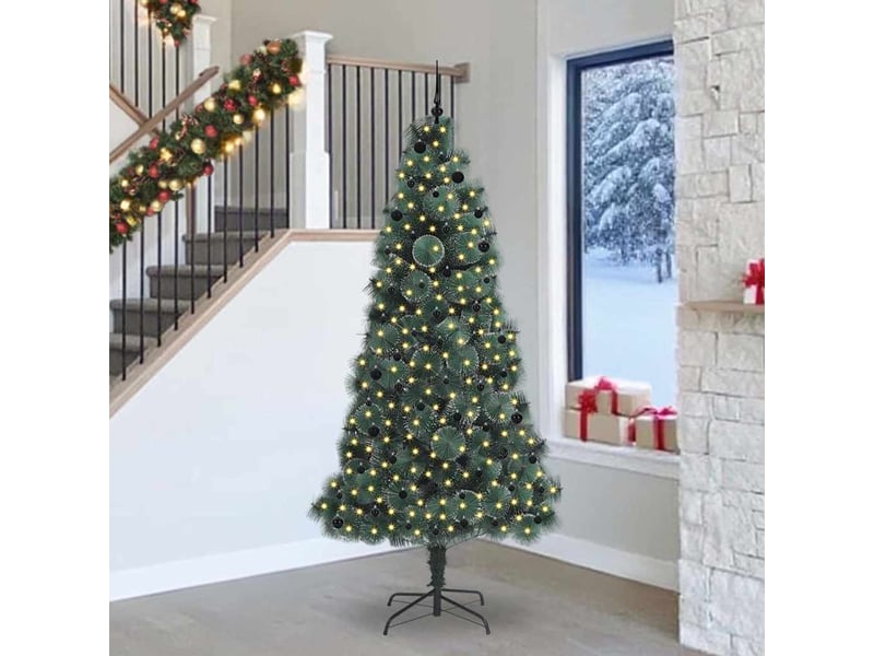  Sapin de noël - arbre de noël artificiel pré-éclairé avec ensemble de boules  - Conforama B