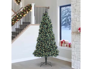 Sapin de noël - arbre de noël artificiel pré-éclairé avec ensemble de boules