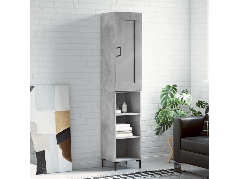  Buffet haut - bahut - meuble de rangement gris béton 34,5x34x180 cm bois d'ingénierie  - Conforama B