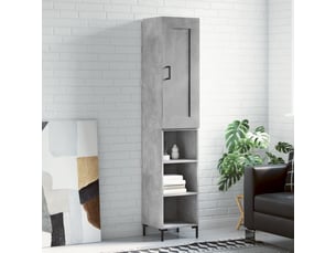 Buffet haut - bahut - meuble de rangement gris béton 34,5x34x180 cm bois d'ingénierie