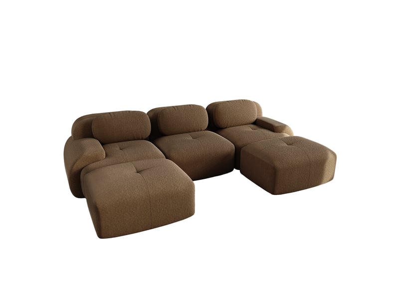  Canapé modulable, canapé de salon, en velours tricoté, marron, livré monté, sans structure, pour salon, bureau, chambre  - Conforama E