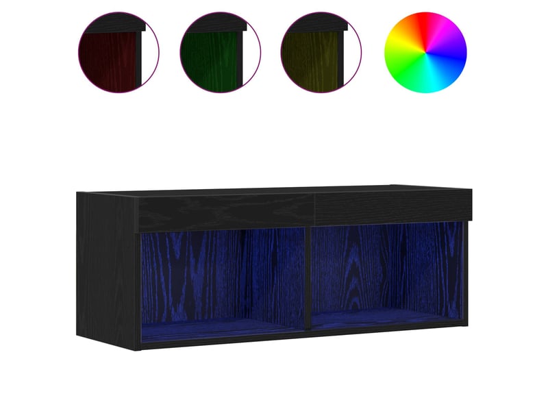 Ensemble meuble tv - banc tv - meuble de rangement 80 x 30 x 30 cm chêne noir bois d'ingénierie - Conforama D