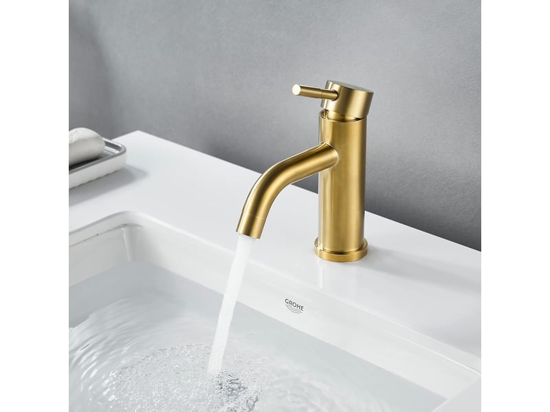  Robinet de salle de bain moderne à poignée unique, robinet de lavabo monotrou (or brossé, sans tuyau d'évacuation) - hrc0001859tby HRC0001859TBY - Conforama D