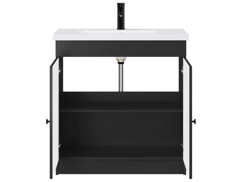  Ensemble de mobilier de salle de bain noir 78.5x37.5x81 cm shl9442  - Conforama C