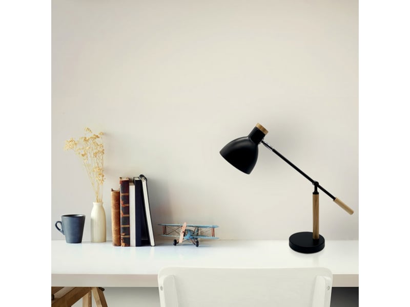  Lampe de bureau fabrilamp biel noirhêtre 1 x e27 articulée orientable 48x15x50 cm 161971009 - Conforama C