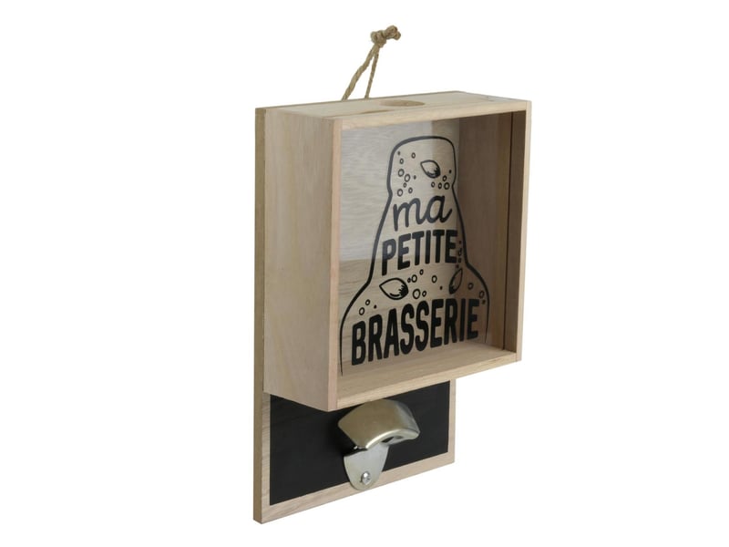  Décapsuleur mural &amp; bac brasserie 26cm naturel  - Conforama A
