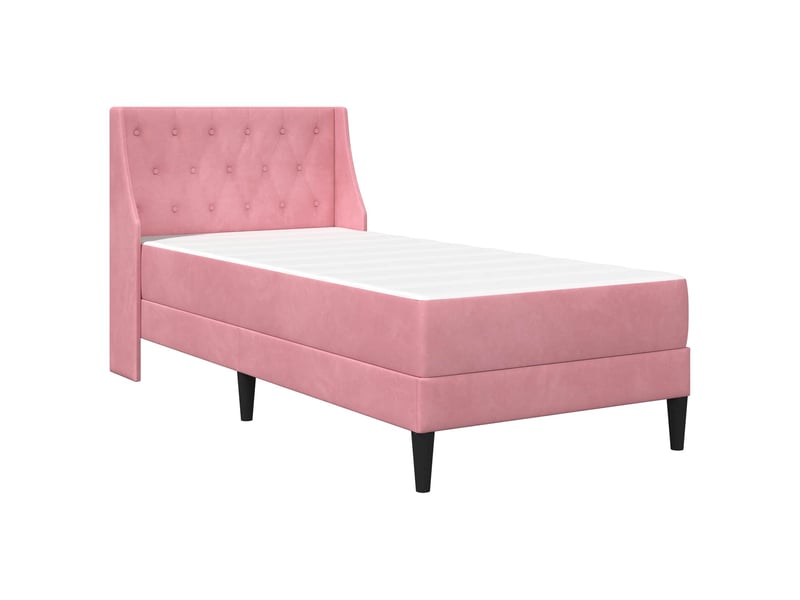  Lit simple- lit adulte -  cadre de lit avec matelas rose 100 x 200 cm velours  - Conforama B