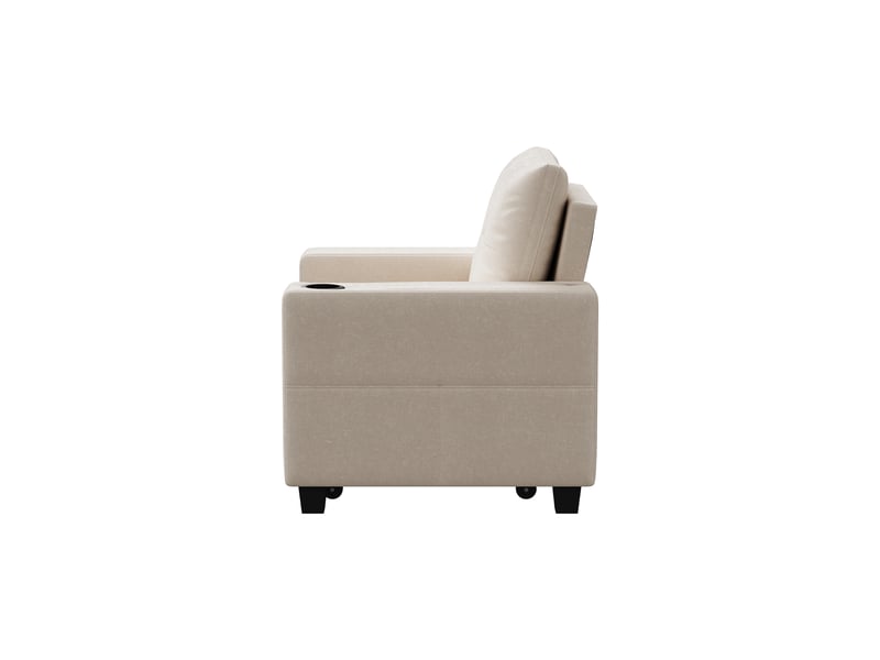  Fauteuil canapé-lit convertible 1-place - blanc crème - 179 x 58 cm - multifonctionnel avec prises usb, tablette pliable et 5 niveaux de réglage  - Conforama D