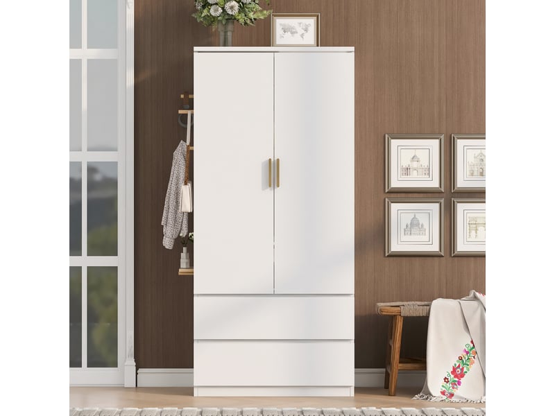 Armoire 70 x 50 x 170 cm - avec 2 tiroirs - avec 2 portes - blanc - Conforama B